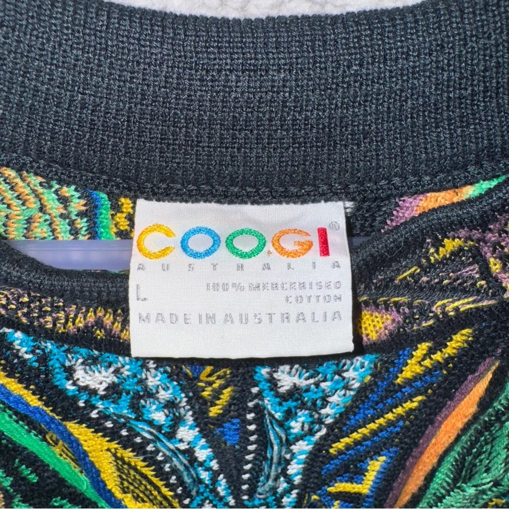 Vintage Coogi 3D Knit Sweater Mens L Multicolor Mercerized Cotton Biggie Cosby - Picture 3 of 7
